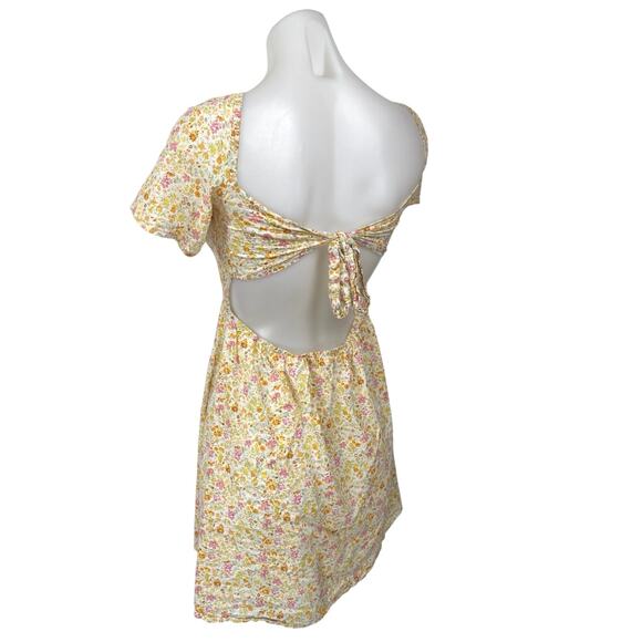 Princess Polly Multicolor Floral Tie Back Puff Sleeve Mini Fit & Flare Dress 8 - Picture 2 of 4